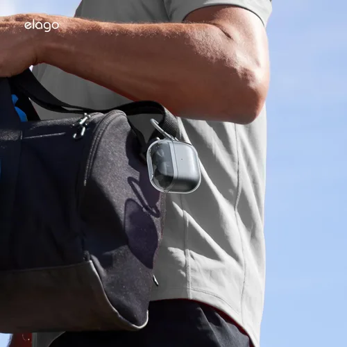 Vista 8 de elago Compatible con Samsung Galaxy Buds 3 Pro y 3 y 3 FE, funda transparente con mosquetón, cubierta de TPU premium, carga inalámbrica, accesorios
