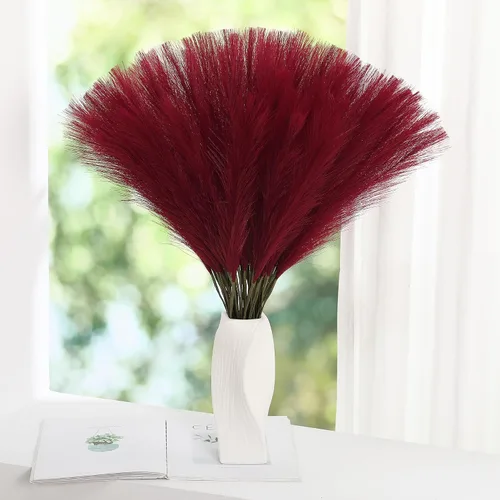 Vista 7 de Wertuirk 30 piezas de hierba de las pampas negra - Decoración de hierba de las pampas artificial de 24 pulgadas, hierba de las pampas artificial