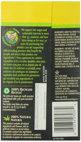 Vista 3 de Celestial Seasonings Té verde miel limón ginseng, 20 unidades (paquete de 6)