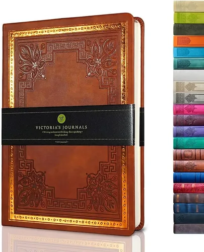 Vista 15 de Victoria's Journals Cuaderno con forro de cuero sintético y tapa dura, diario de viaje con diseño vintage de aspecto antiguo, tamaño A5, 5.7 x 8.1