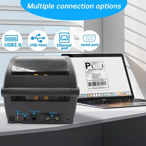 Vista 5 de Zebra ZD620d - Impresora térmica directa de escritorio con pantalla LCD de 203 ppp, ancho de impresión 4 pulgadas, WiFi, Bluetooth, USB, serial