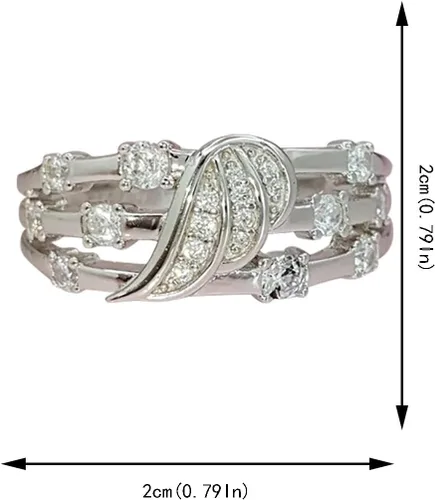 Vista 7 de Anillo de moda para mujer, anillo grueso con incrustaciones de personalidad, anillo de compromiso para adolescentes, niñas, bisutería (plateado, 6)