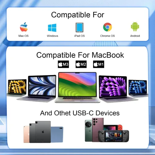 Vista 8 de V COM Hub USB C de 10 Gbps, divisor USB de 5 puertos con entrega de energía de 100 W, adaptador multipuerto USB C portátil compatible con MacBook