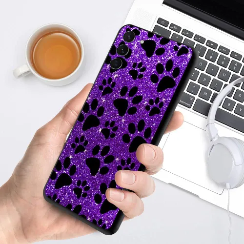 Vista 3 de Funda compatible con Samsung S20 FE, funda protectora de TPU a prueba de golpes, color morado y negro