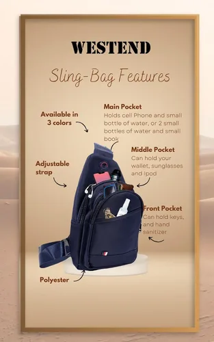 Vista 8 de WESTEND Bolso bandolera urbano, mochila de viaje para hombre y mujer