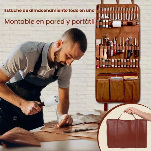 Vista 3 de ZAMQIU Kit de trabajo de cuero, kit de herramientas de cuero de 155 piezas con estampado de tallado, corte de punzonado, juego de herramientas