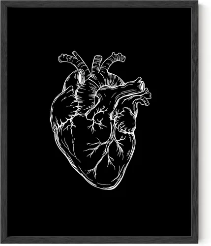 Vista 45 de HAUS AND HUES Impresión artística de corazón negro, 12 x 16 pulgadas, enmarcada, beige