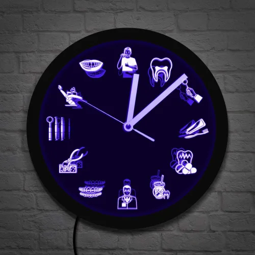 Vista 3 de The Geeky Days Dentista Clínica Dental Neón Reloj de Pared Señal Dental Oficina Higienista Iluminación LED Decoración Regalo