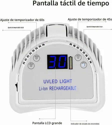 Vista 3 de 64W recargable Pro LED Gel Nail UV luz UV LED lámpara de uñas inalámbrico LED luz para uñas (blanco)