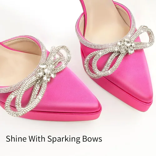 Vista 4 de JENN ARDOR Zapatos de tacón alto con plataforma para mujer, con correa al tobillo, tacón alto y puntiagudo, sandalias de tacón alto con diamantes