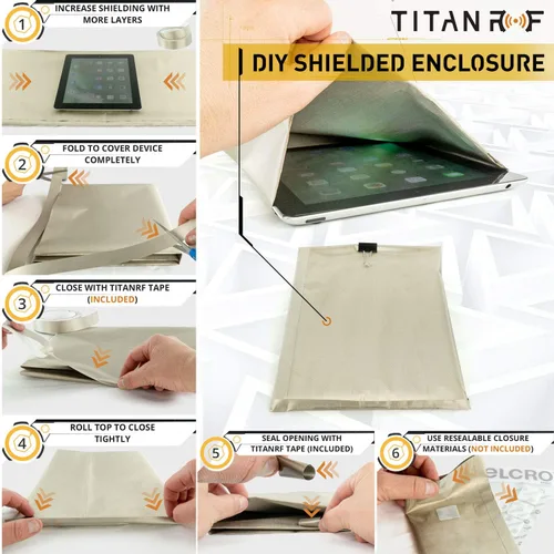 Vista 6 de Mission Darkness TitanRF Faraday - Kit de tela de 1 yarda/ Tela de 44" de ancho x 36" de largo + cinta de 36" de largo, material de poliéster