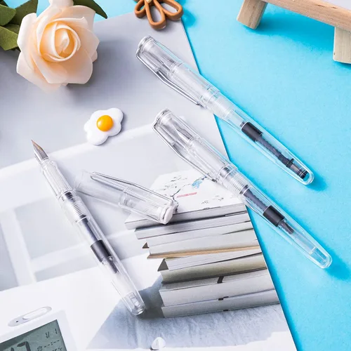 Vista 7 de 16 bolígrafos estilográficos desechables recargables para escribir punta fina, pluma de tinta de firma con pistón, para caligrafía, pintura, dibujo