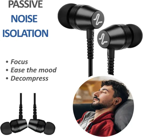 Vista 6 de LUDOS OMNITONE Auriculares con cable in-ear, 5 años de garantía, auriculares con micrófono, conector de 3.5 mm, auriculares con cable