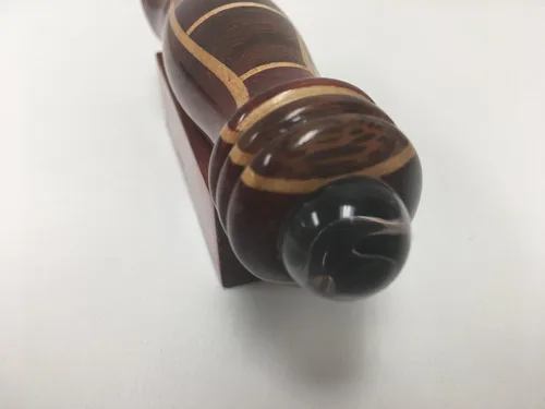 Vista 4 de N & J - Teleidoscopio caleidoscopio en madera de Padauk, 4 1/2 pulgadas, maderas incrustadas de padauk, ébano, teca y jalneem. Hecho a mano en U S A