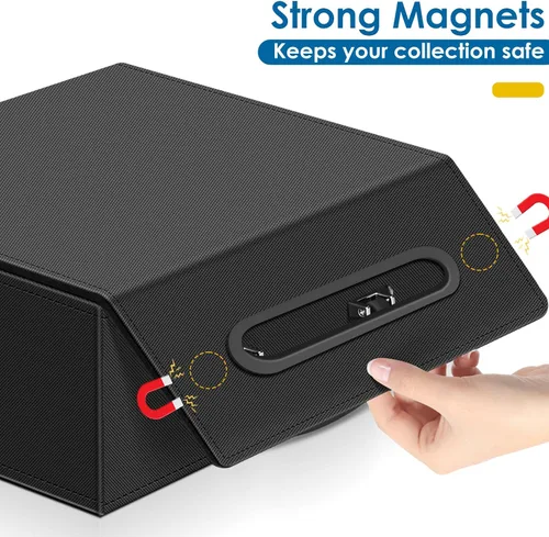 Vista 4 de Homthy Caja de almacenamiento de más de 110 tarjetas con cierre magnético, estuche de cubierta de tarjeta de cuero con cierre magnético, caja