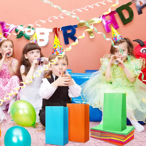 Vista 7 de Zhehao 120 bolsas envueltas de color sólido para fiestas, 12 colores, pequeñas bolsas de papel de regalo para cumpleaños, baby shower, boda