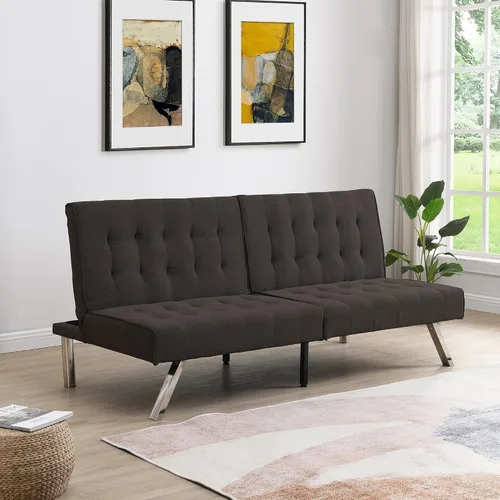 Vista 12 de Moderno sofá cama convertible futón/sofá cama sin brazos/sofá futón/sofá durmiente/3 ángulos ajustables espalda/sofá cama convertible (negro)