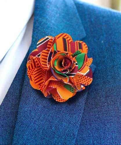Vista 2 de Broche formal para hombre, diseño de flores con estampado animal, diseño de flores