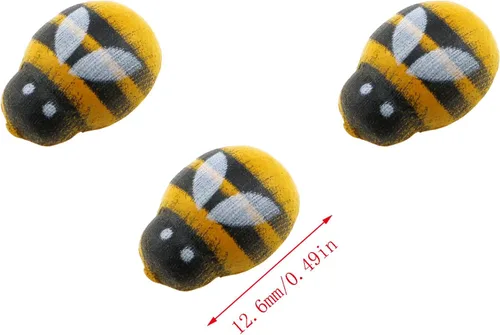 Vista 2 de E-outstanding Woode Bumble - 100 calcomanías autoadhesivas 3D de abejas de madera pequeñas de 0.354 x 0.512 in para decoración de tarjetas, álbumes