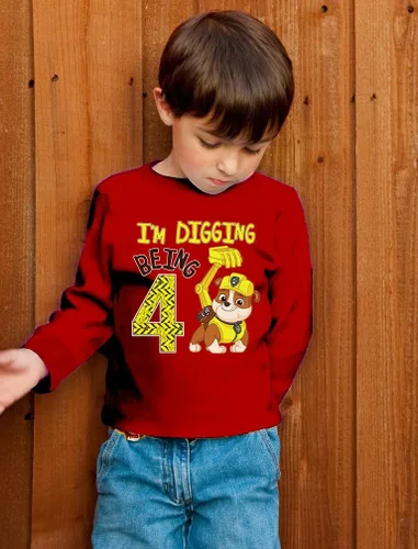Vista 3 de Paw Patrol Rubble - Camiseta de 4 cumpleaños para niños pequeños