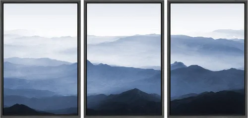 Vista 17 de SIGNWIN Lienzo enmarcado para pared, juego de arte tranquilo con reflejo de lago, acuarela, montaña y agua, ilustraciones modernas, arte abstracto