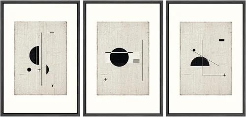 Vista 270 de SIGNWIN Lienzo enmarcado para pared, juego de arte neutro de bosque brumoso, ilustraciones en tono tierra, arte moderno, decorativo, bohemio
