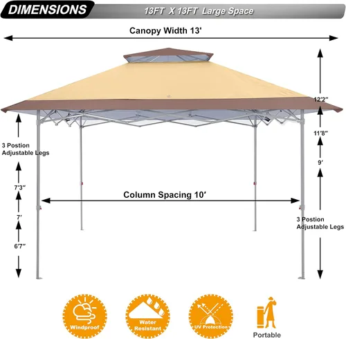 Vista 2 de ABCCANOPY - Tienda de campaña con toldo de 10 x 10 con 4 paredes laterales extraíbles y bolsa enrollable, 4 bolsas de peso y red de 10 pies y media