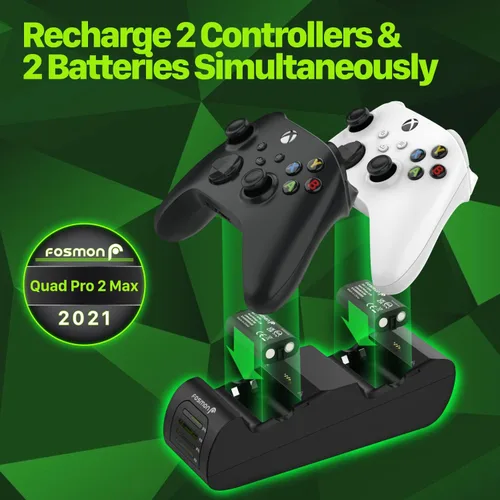 Vista 2 de Fosmon Quad PRO 2 MAX Charger Compatible with Xbox Series XS Xbox OneOne XOne S Elite Controllers High Speed Docking Charging with High Capacity 4X