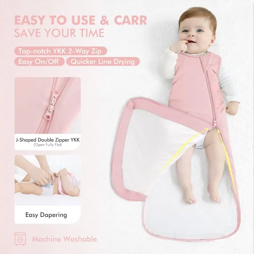 Vista 3 de HAPIU Saco de dormir unisex de rayón hecho de bambú TOG 1.0, cremallera premium de 2 vías, manta portátil para bebé All-Night Comfort, Buttery