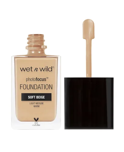 Vista 20 de wet n wild - Base líquida Photo Focus con acabado mate, vegana y libre de crueldad animal, color ámbar beige (Amber Beige)