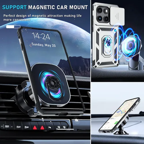 Vista 7 de Janmitta Funda Compatible con Moto Edge 2025 con Cubierta Deslizante Integrada para Lente de Cámara + Soporte de Anillo para Dedo con Función