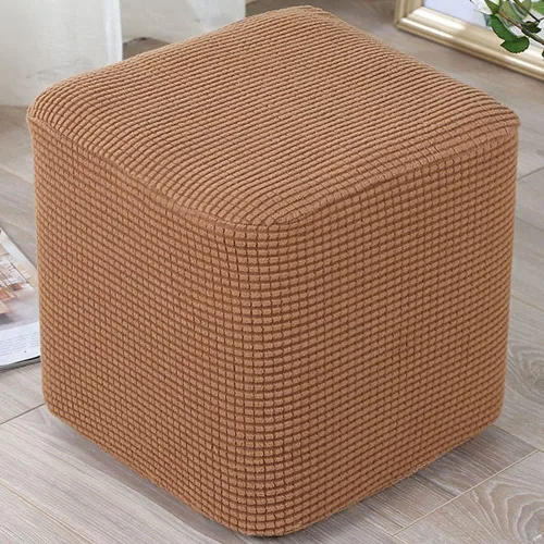 Vista 7 de Fundas elásticas para otomanas, fundas protectoras para taburetes, fundas cuadradas suaves para fundas cuadradas, color gris, negro y marrón, sofá
