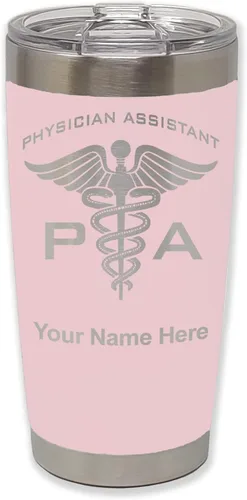 Vista 12 de LaserGram Vaso aislado al vacío de 20 onzas, asistente médico PA, grabado personalizado incluido (negro)