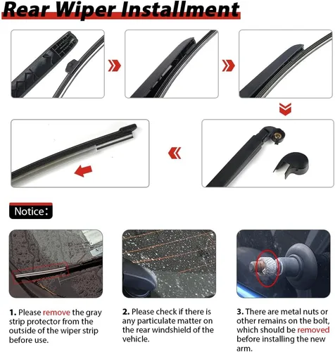Vista 7 de Escobillas limpiaparabrisas traseras de repuesto de OTUAYAUTO para Audi Q3 2015-2024, conjunto de brazo y escobilla