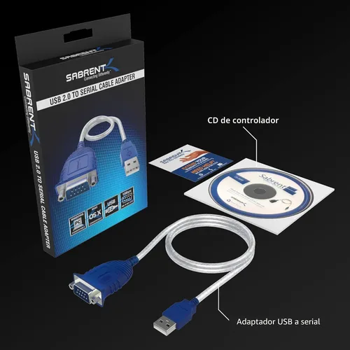 Vista 8 de SABRENT Cable convertidor USB 2.0 a serie (9 pines) DB 9 RS 232, chipset Prolific, HEXNUTS
