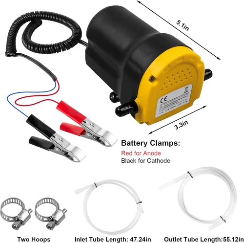 Vista 2 de Bomba extractora de aceite de 12V 60W, bomba de cambio de aceite mejorada, bomba extractora de transferencia de líquido diesel de succión