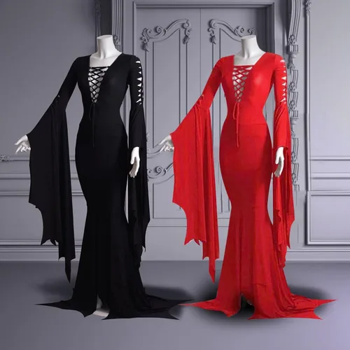 Vista 5 de XIANNV - Vestido con capucha de talla grande para mujer, disfraces de Halloween, manga larga, bolsillos con capucha, sudaderas de moda