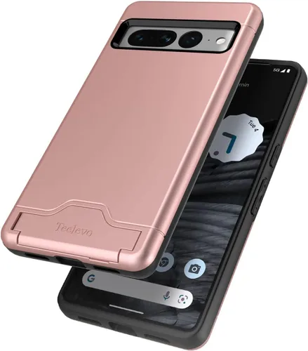Vista 8 de Funda tipo cartera de doble capa con ranura para tarjeta y soporte para Google Pixel 7 Pro - Oro rosa