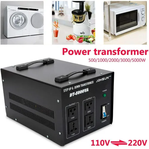 Vista 4 de Convertidor de transformador de voltaje elevador y reductor de 5000 W, 110-220 voltios, arranque suave y carga completa, protección del disyuntor