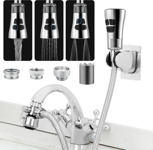 Vista 9 de Patentado CECEFIN 1080° Extensor de Grifo Giratoria - Aireador de Fregadero - Extensión de Grifo de Agua con 2 Modos de Salpicadura, Accesorio