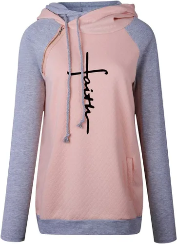 Vista 4 de AELSON - Sudaderas con capucha para mujer, estilo casual, con diseño de mamá osa o inscripción faith
