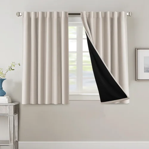 Vista 114 de H.VERSAILTEX Cortinas 100% opacas para dormitorio con forro negro, cortinas de oscurecimiento de habitación completa, con aislamiento térmico