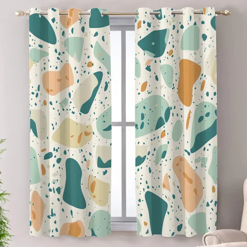 Vista 56 de Shrahala Abstract Colorful Blackout Curtain Tiers, Modern Ative Kitchen Valance Light Blocking Tier Drapes with Rod Pocket, 2 Pack 26 X 24 in