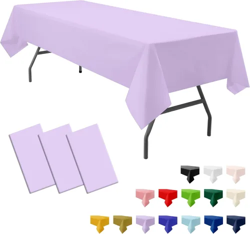 Vista 13 de Paquete de 3 manteles de plástico premium negros desechables de 54 x 108 pulgadas. Mantel rectangular desechable para mesas de fiesta