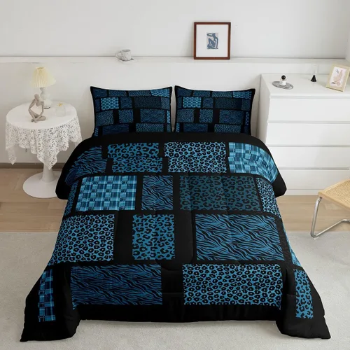 Vista 25 de Juego de ropa de cama individual de piel de cebra, guepardo y leopardo, para niños y adultos, juego de edredón de piel de animales salvajes