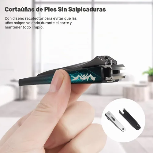Vista 4 de FERYES Cortaúñas con atrapasueño, juego de 2 piezas, cortaúñas y cortaúñas de pies sin salpicaduras, cortadores de uñas de acero inoxidable