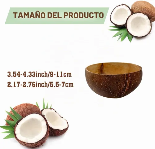 Vista 2 de 26 cuencos de cáscara de coco, pulido, madera natural (pequeño)