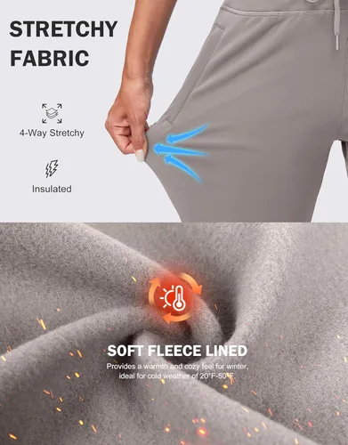 Vista 21 de G Gradual Pantalones deportivos con forro polar para mujer, de cintura alta, resistentes al agua, térmicos, para invierno, correr, senderismo