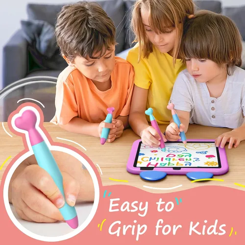 Vista 4 de Digiroot Bolígrafos capacitivos para niños, paquete de 3 con puntas de goma duraderas, compatibles con Fire, iPad, iPhone, tabletas Android