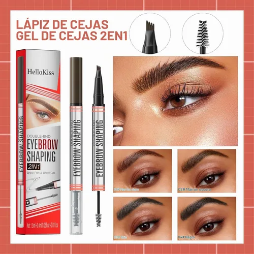 Vista 5 de 2 en 1 pluma de cejas, 4 puntas y gel, establece cejas, forro, barba, línea del cabello (1# marrón claro)